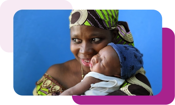African woman holding baby